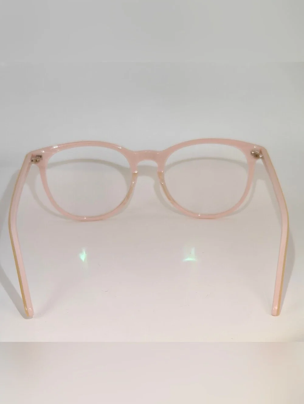 Fiction. Classic Round Women's Eyeglass Frames in Nude Pastel Pink